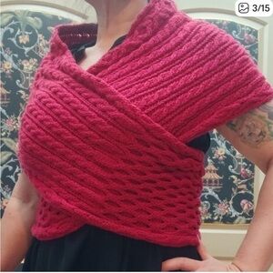 Outlander Claire crossbody wrap Highlander Red Cable Scarf Wrap